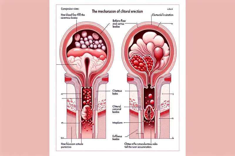 Schéma de l'érection clitoridienne - mécanisme d'afflux sanguin dans les corps caverneux