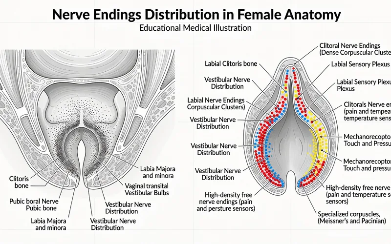 Vue d'ensemble anatomique du clitoris montrant toutes ses composantes internes et externes